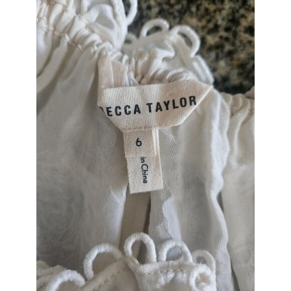 Rebecca Taylor Floral Hammered Silk Cami in Vanilla Ruffle Trim Neckline Size 6 - Picture 6 of 8